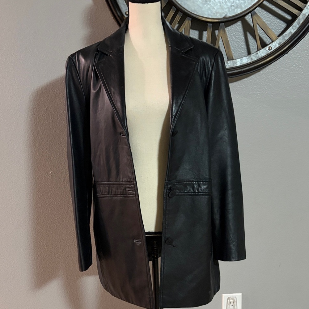 NINE WEST Black Leather Women's Jacket - Picture 7 of 13